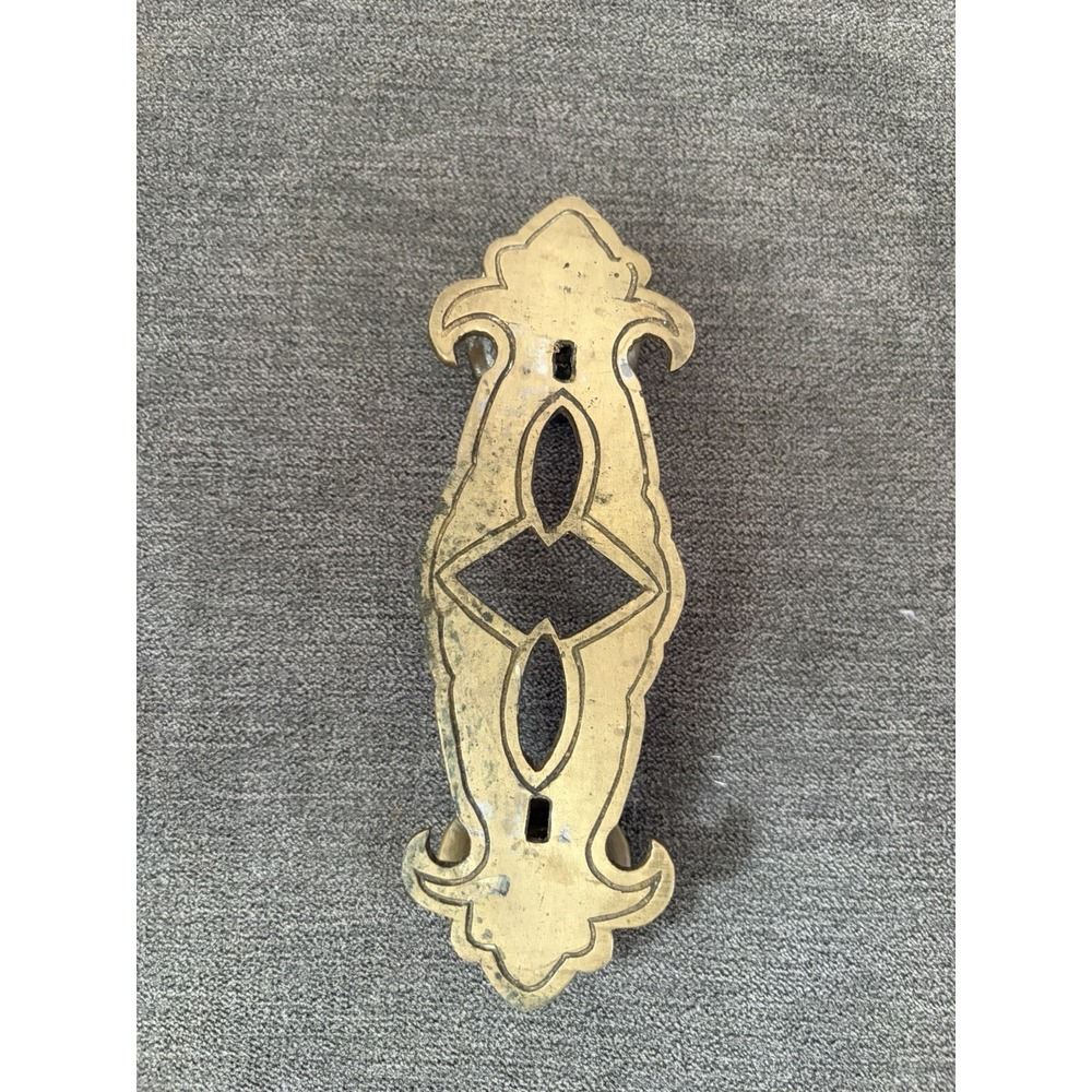 Brass Antique Vintage Dresser Drawer Pull Handle ? Backplate or Escutcheon